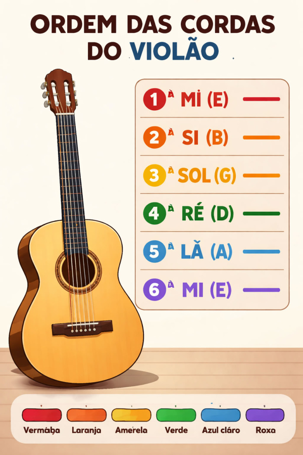 Qual a Ordem das Cordas do Violão e Cores Que As Representam?